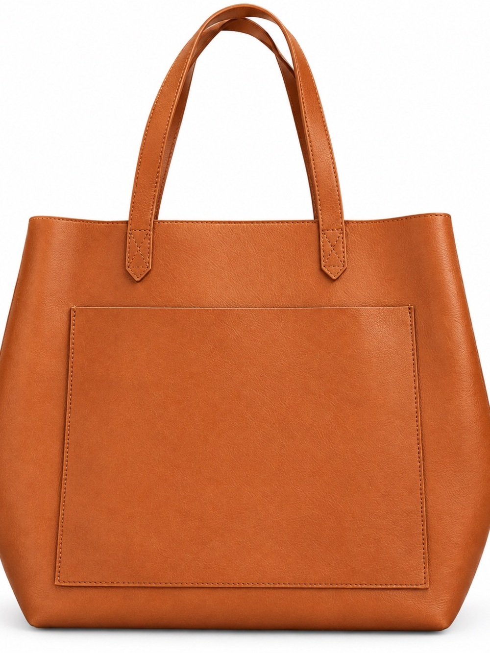 Madewell | Classic Tan Leather Tote Bag with Front Pocket